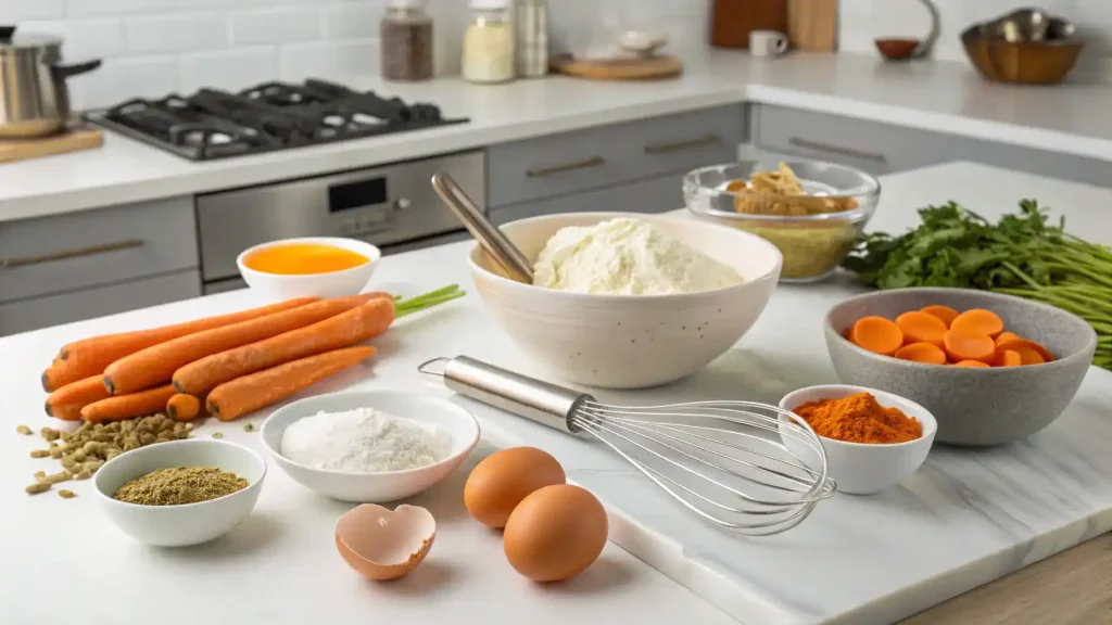 Pro tips for making perfect Carrot Fritters displayed in a kitchen setting.