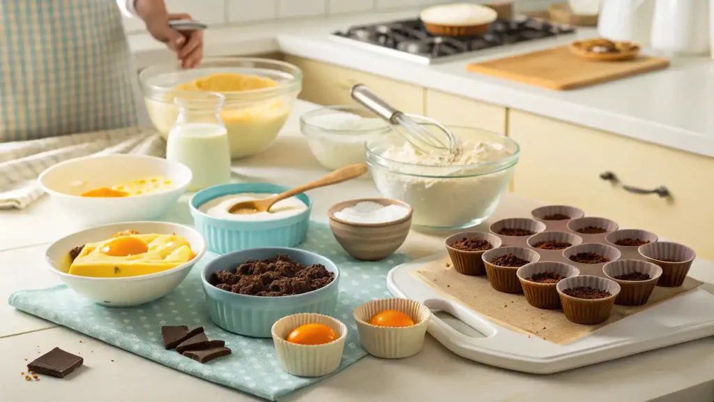 Follow these steps to create delicious Loaded Brownie Cheesecake Cups!