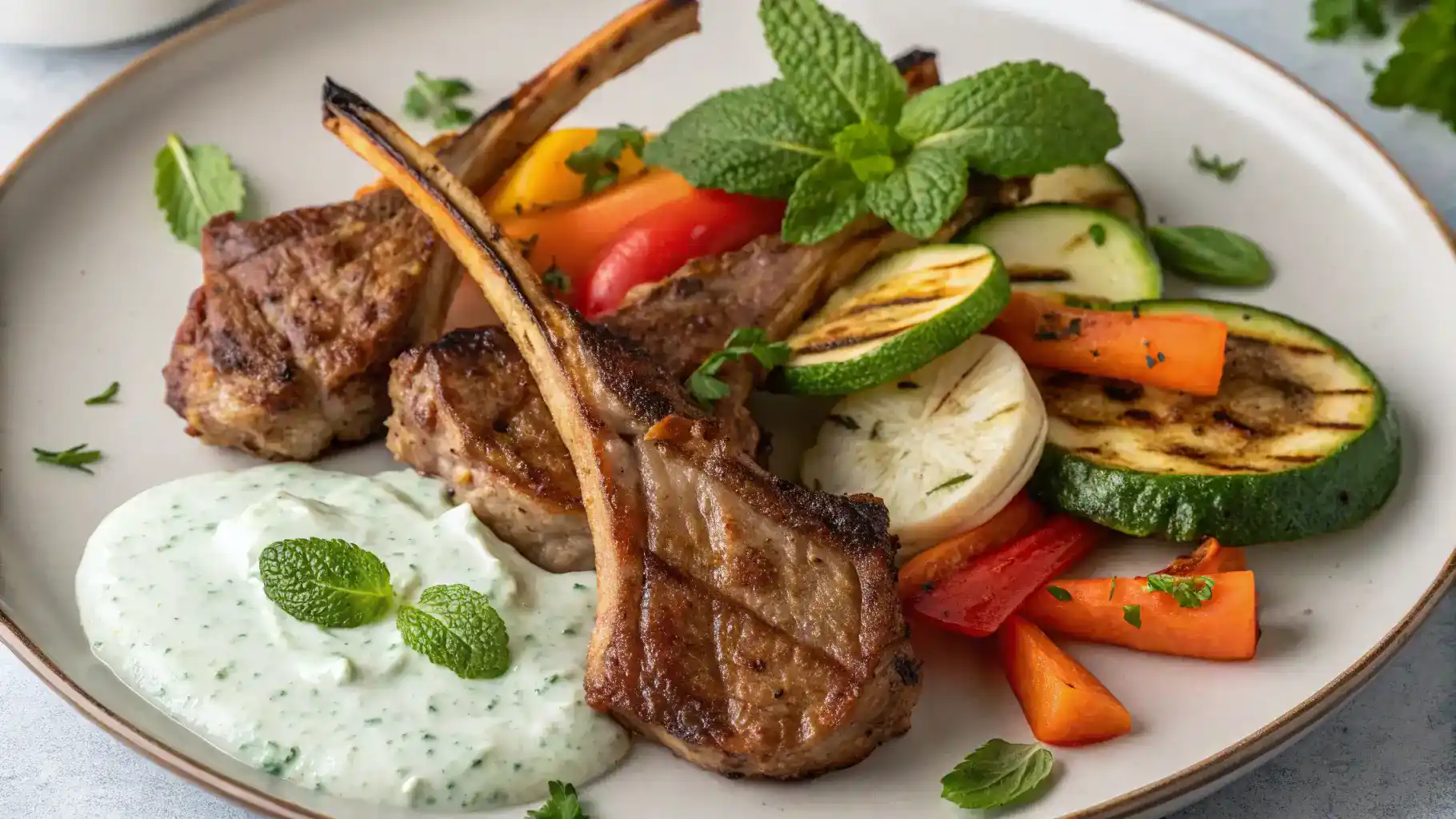 Serving suggestions for lamb cutlets with sides.