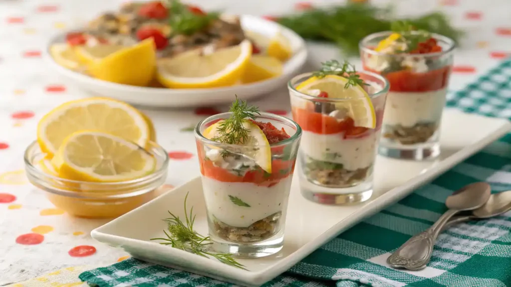 Beautifully presented Oyster Shooters ready to be served.