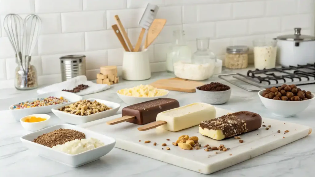 A lively image showcasing different serving ideas for ice cream bars, perfect for parties and gatherings, highlighting creativity and presentation.