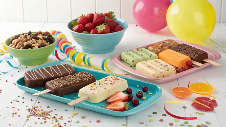 Creative serving ideas for ice cream bars displayed on a table.