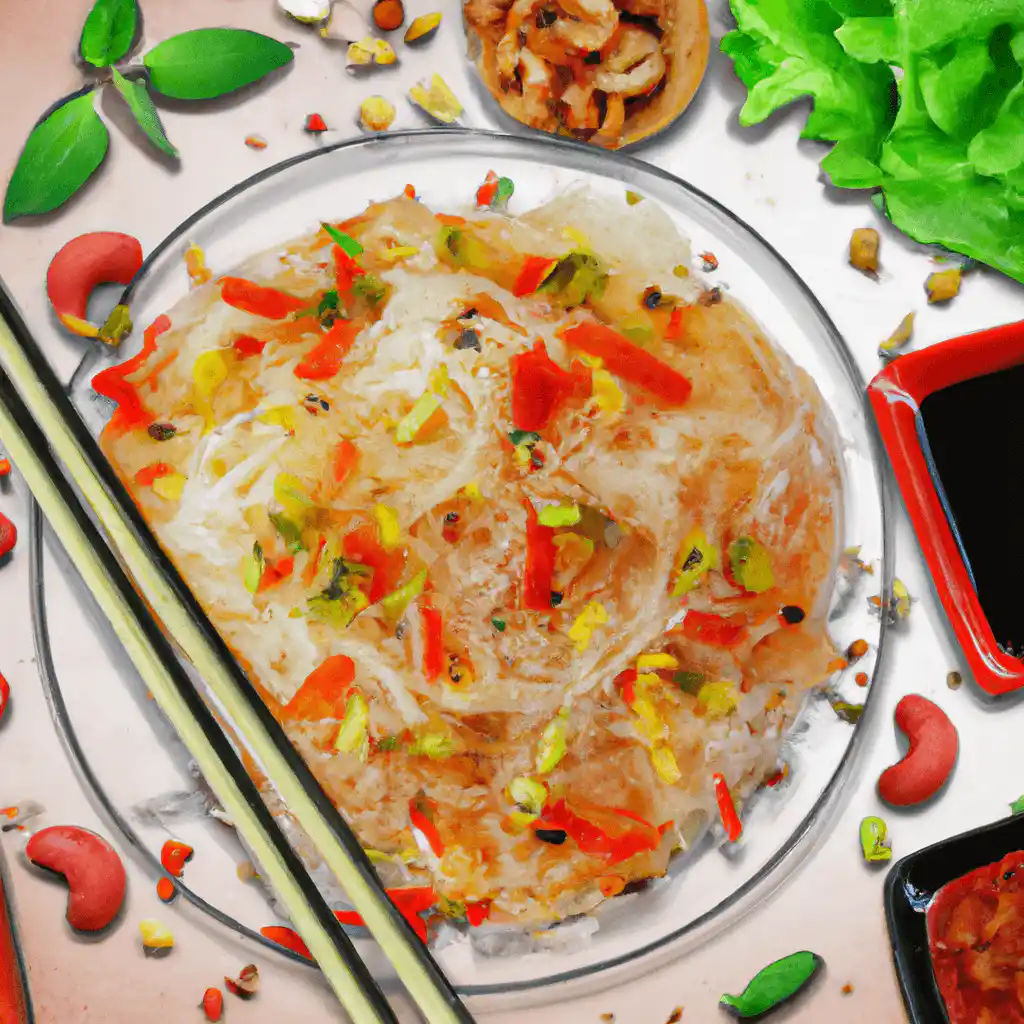 Kung fu noodles served with garnishes and side dishes.