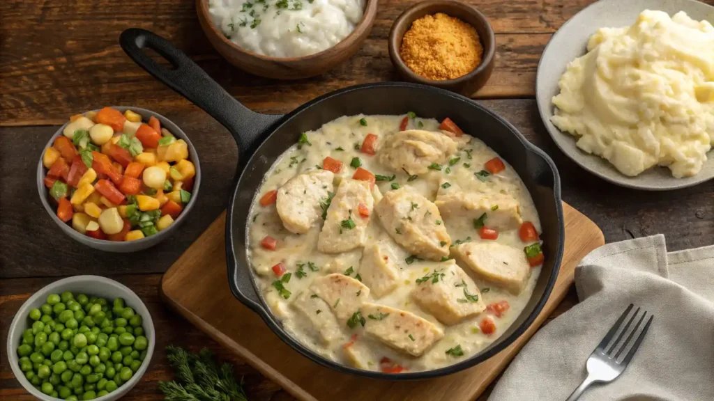 Different serving options for Skillet Creamy Chicken.