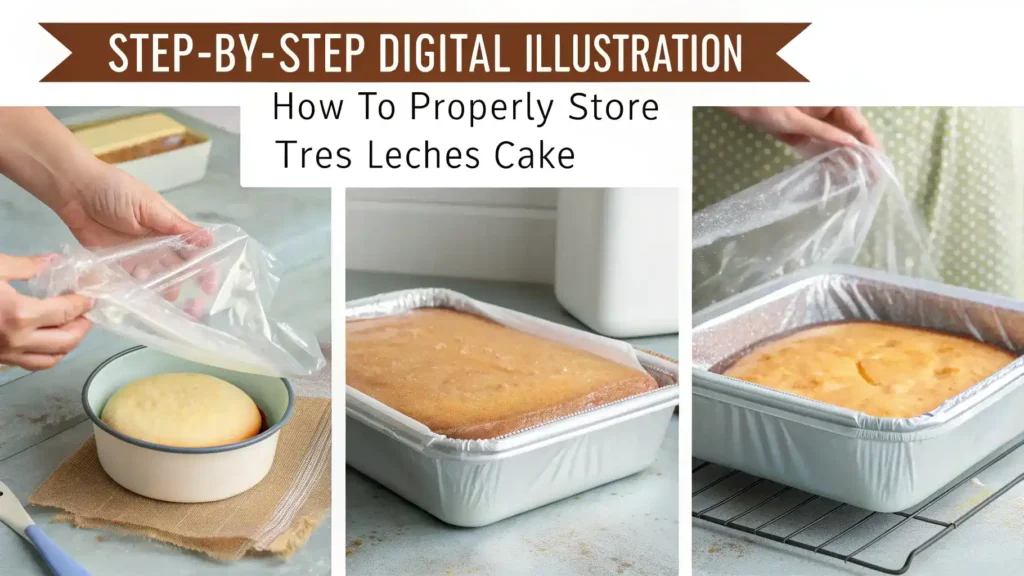 Proper storage methods for tres leches cake.