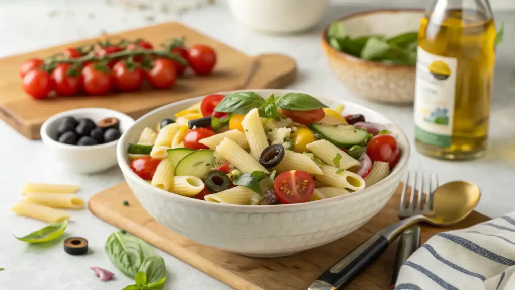 Pro tips for making the perfect Cold Italian Pasta Salad, including al dente pasta and fresh herbs.