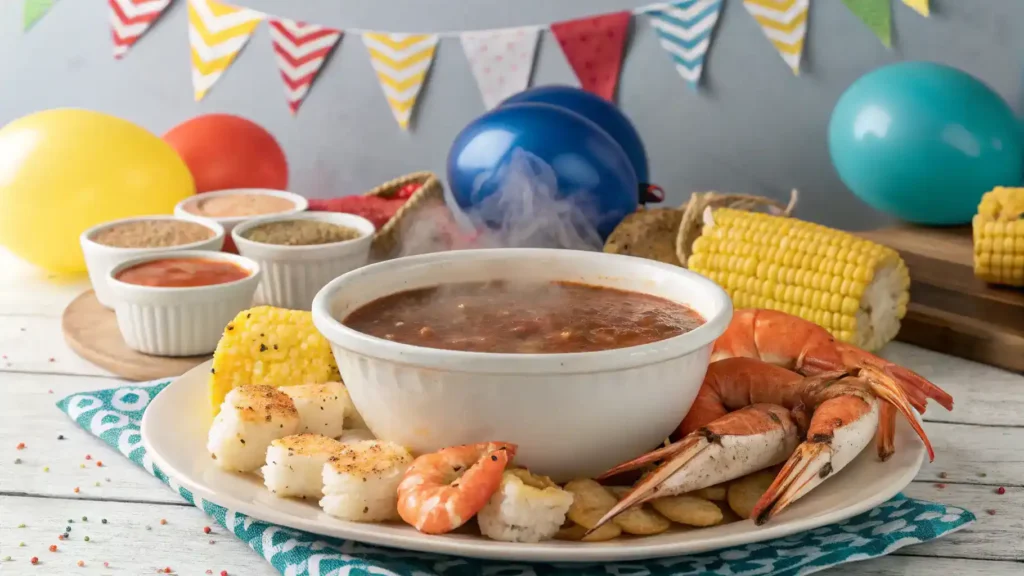 Seafood boil sauce stored in an airtight container.