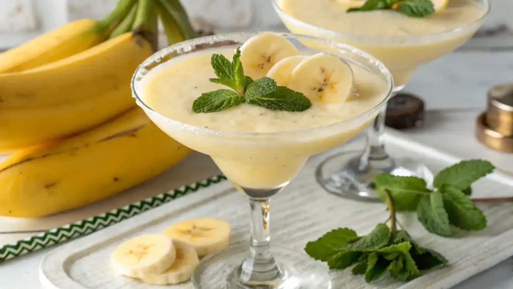Serving suggestions for Banana Daiquiri mocktail.