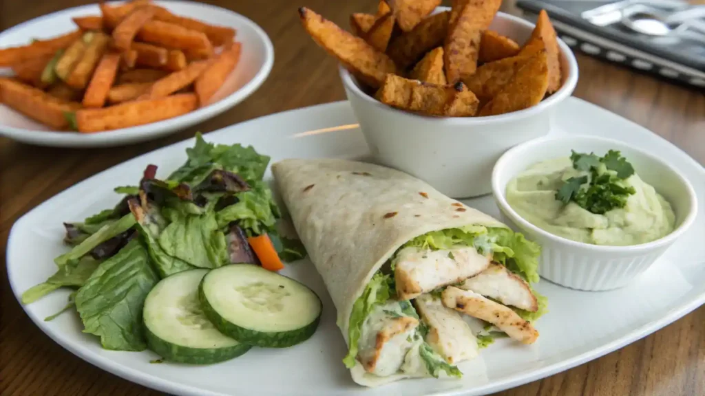 Chicken Caesar Wrap served with delicious sides.