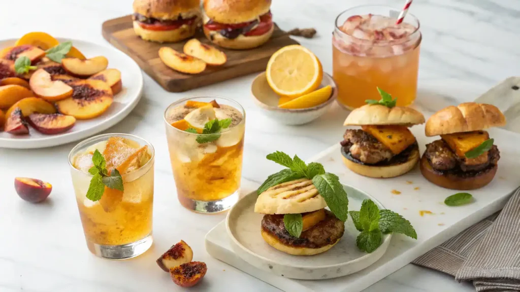 Creative serving suggestions for Peach-Bourbon drink.
