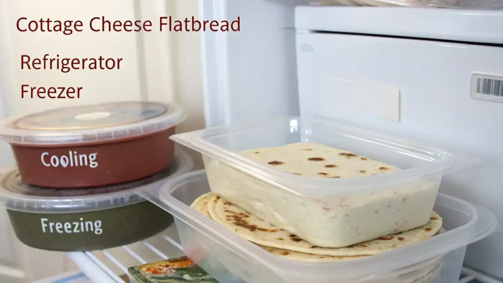 Storage methods for cottage cheese flatbread.