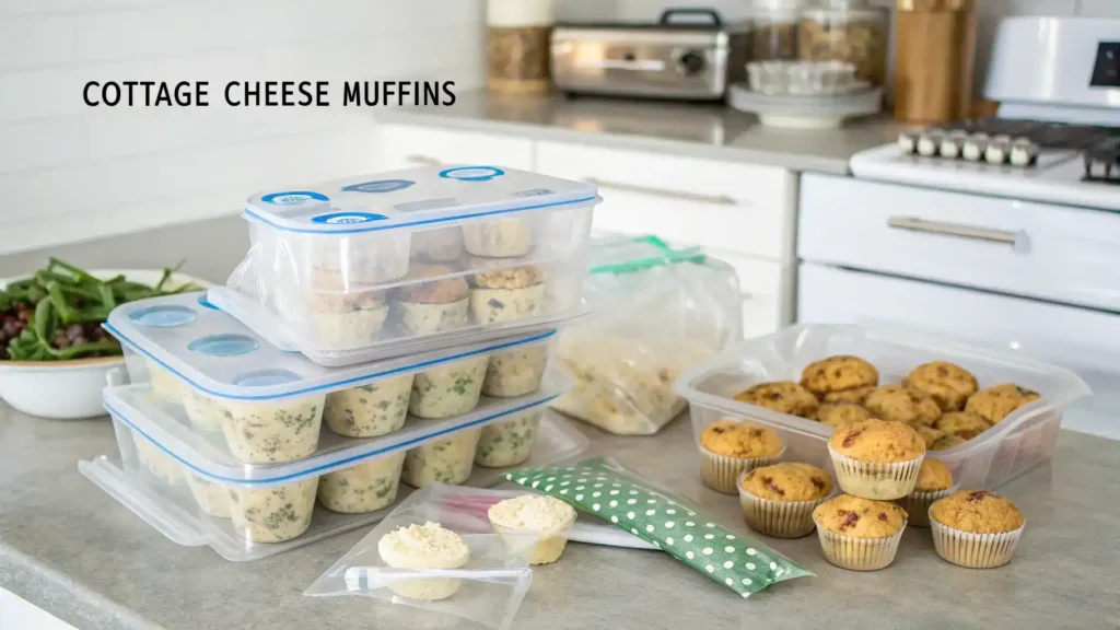 Proper storage methods for cottage cheese muffins.