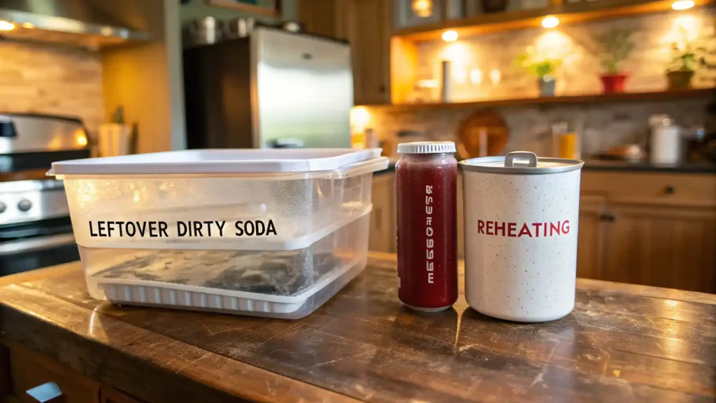 Storage and reheating tips for leftover dirty soda.