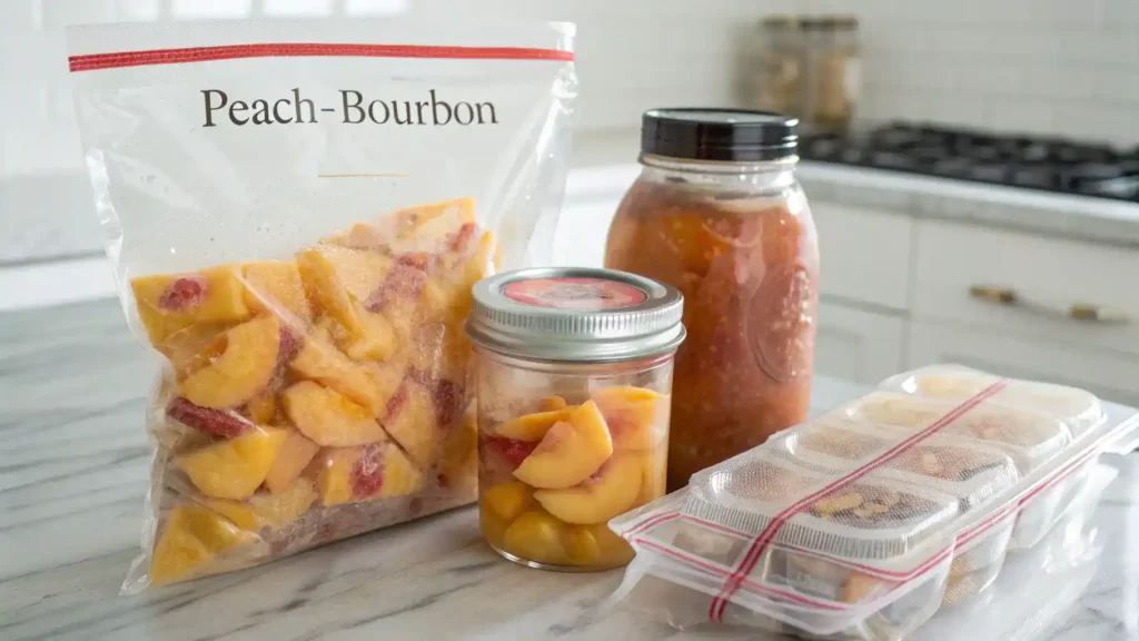 Storage tips for Peach-Bourbon leftovers.