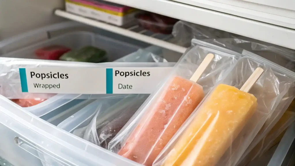 Proper storage techniques for keeping popcicles fresh.