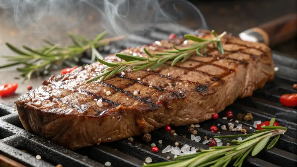 A beautifully grilled Coulotte Steak with perfect sear marks, garnished with fresh herbs.
