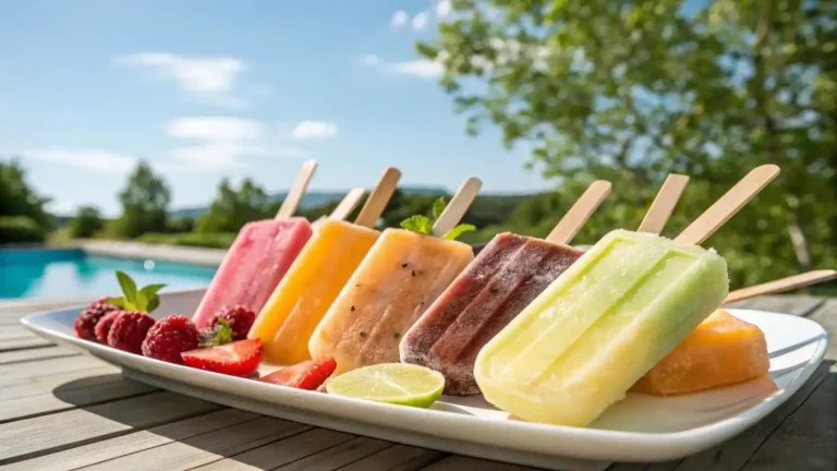 A variety of colorful popcicles displayed on a sunny day.