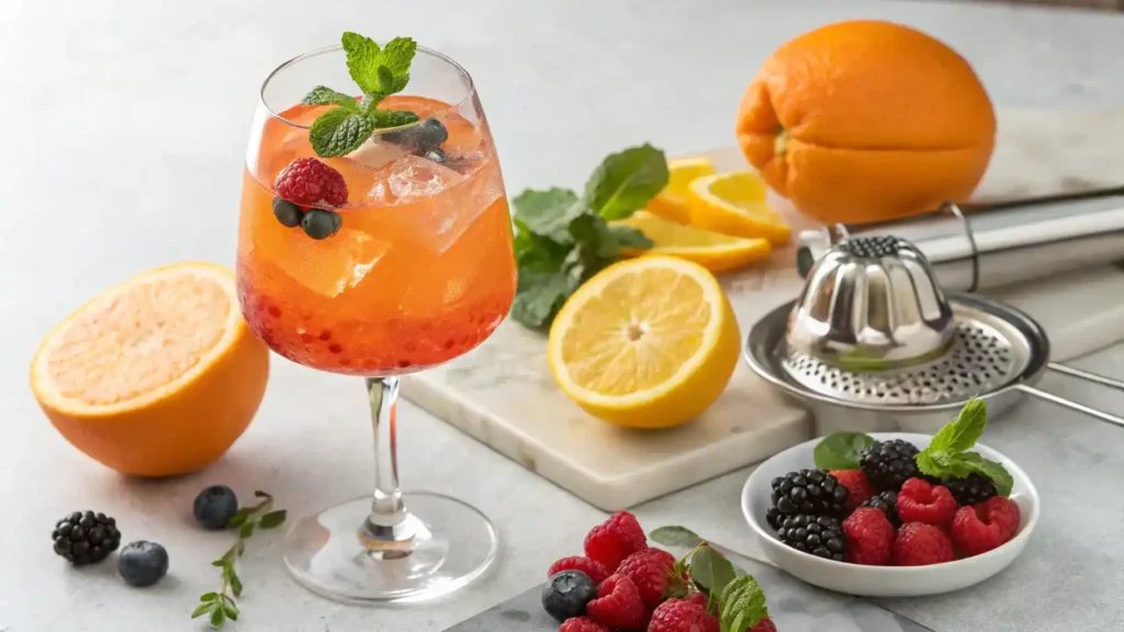 Pro tips for making an Aperol mocktail including fresh ingredients and garnishes.