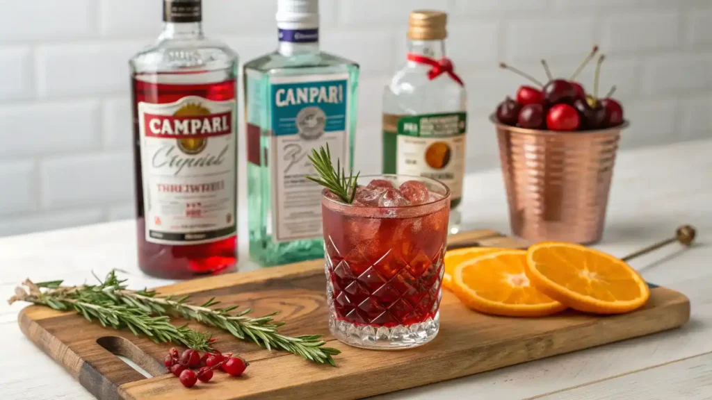 Pro tips for making the perfect Phony Negroni displayed on a chalkboard.