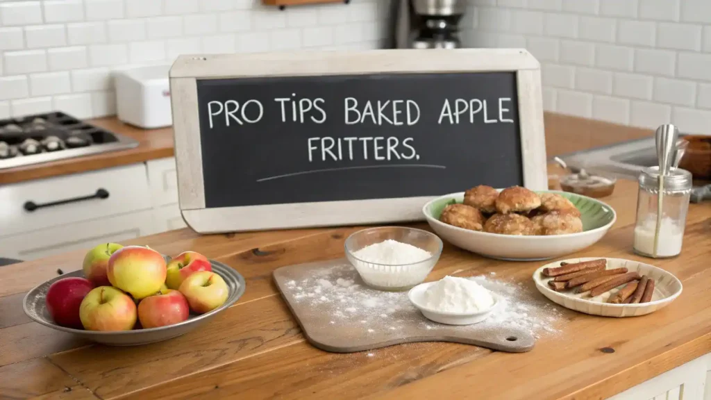 Pro tips for making the best baked apple fritters.