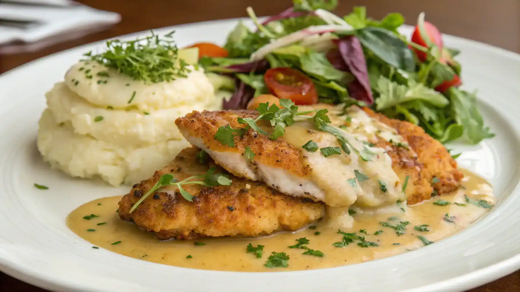 Deliciously plated Ranch Chicken with sides.